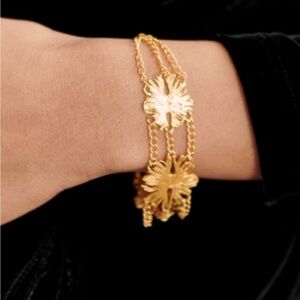 Sezane Gold Floral Chain Bracelet